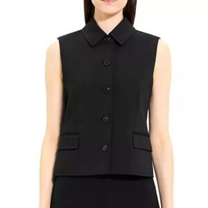 Theory Tailored Vest Top in Black Wool Blend Size 4